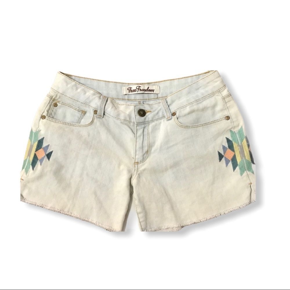 True Freedom Embroidered Cutoff Shorts